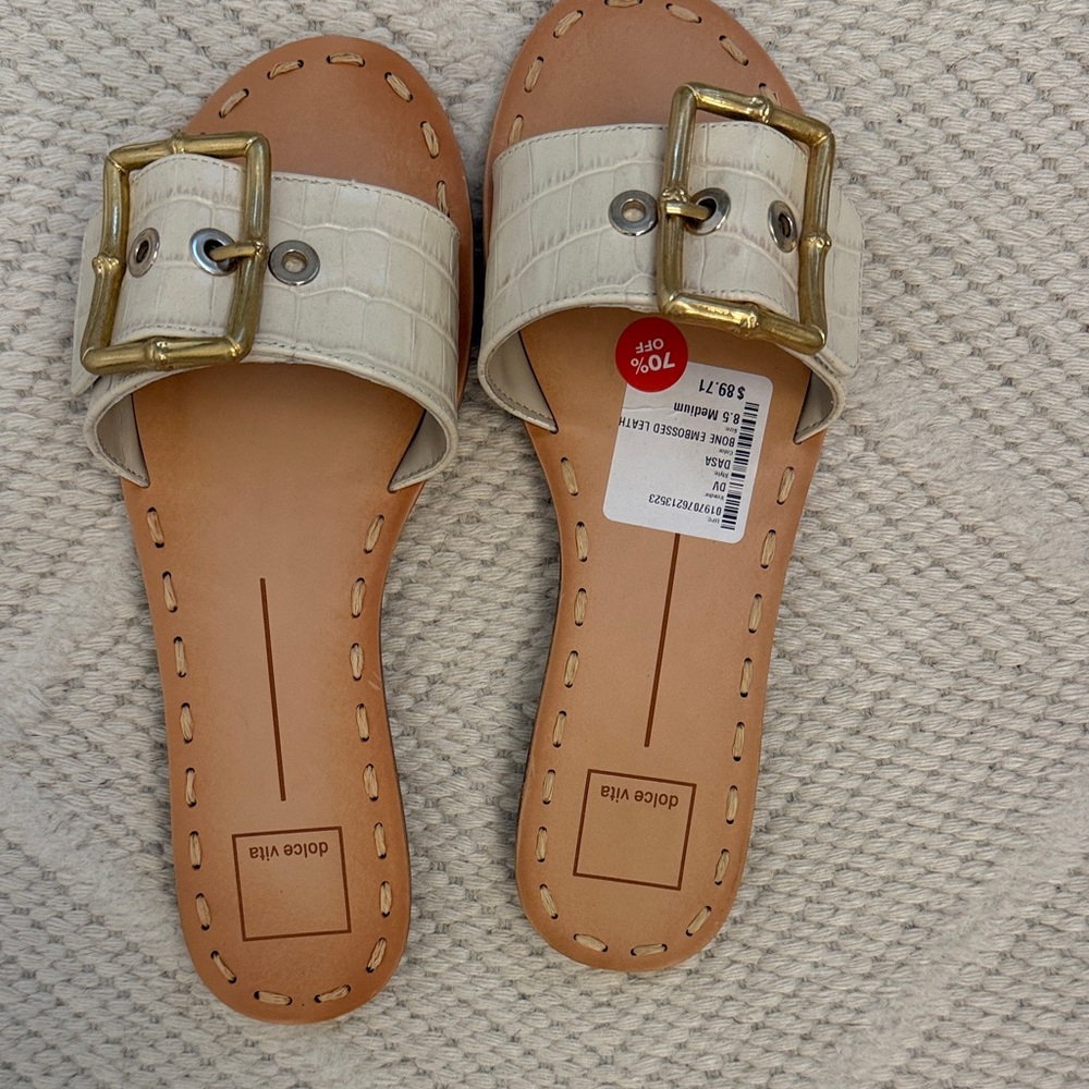 Dolce Vita Tan Sandals with Gold Accents